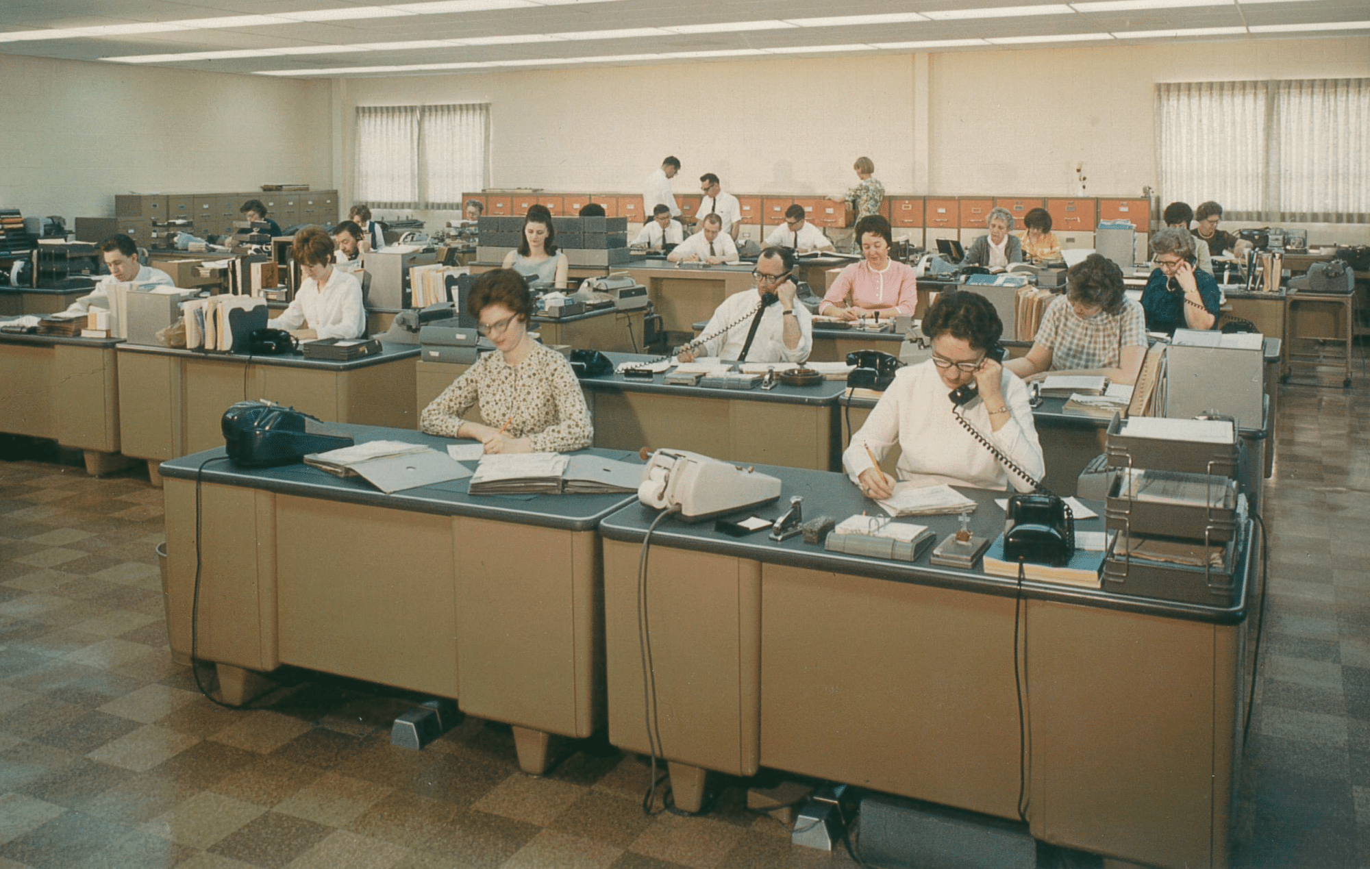 Ipsen office employees circa 1966